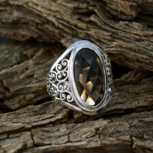 Good Gemstones Oval Checker smoky quartz ring